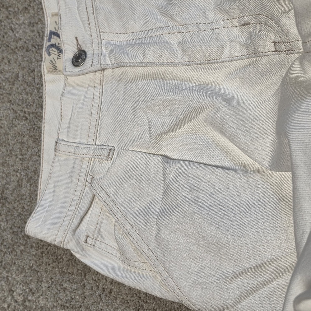 Free People We The Free Barrel Leg Jeans Womens 27 Ivory Cream High Rise Cotton - Picture 5 of 11